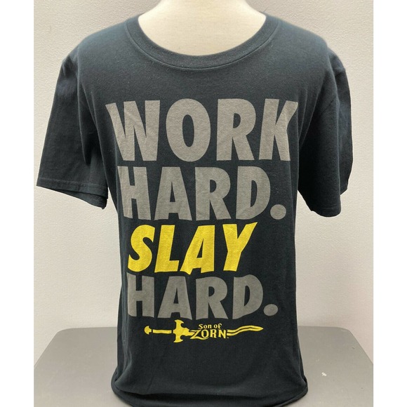 Son Of Zorn Work Hard Slay Hard T-Shirt Medium Jason Sudeikis Office Comedy - Picture 1 of 6